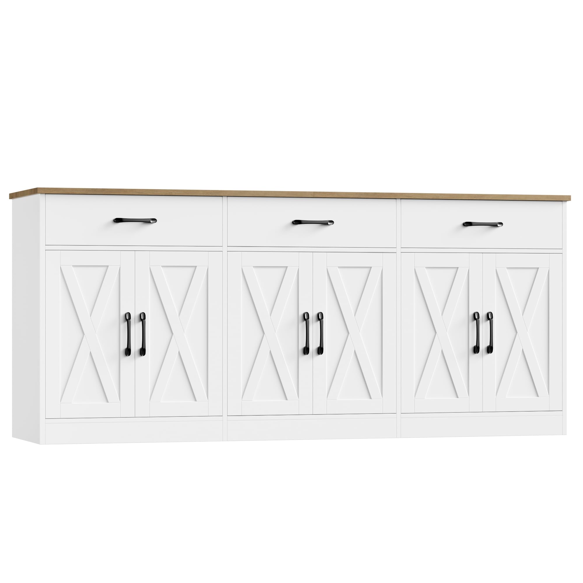  Hostack 71" Large Sideboard Buffet Cabinet with White Storage for Kitchen Dining Room and Living Room  
| Farmhouse Cof